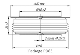 Dimensiones del diodo rectificador