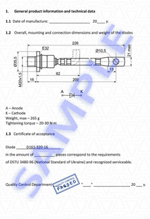 Pasaporte técnico de diodos