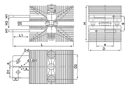 SF11, SF12, SF13 Dibujo del disipador térmico