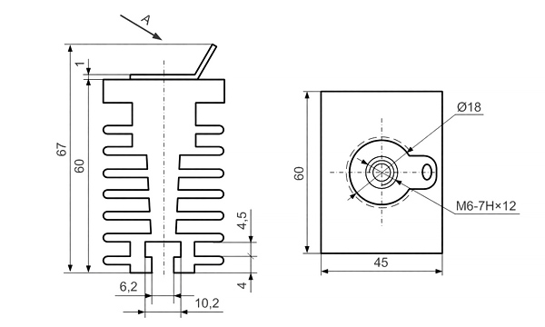 Dimensiones del disipador térmico