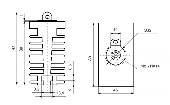 Dimensiones del disipador térmico