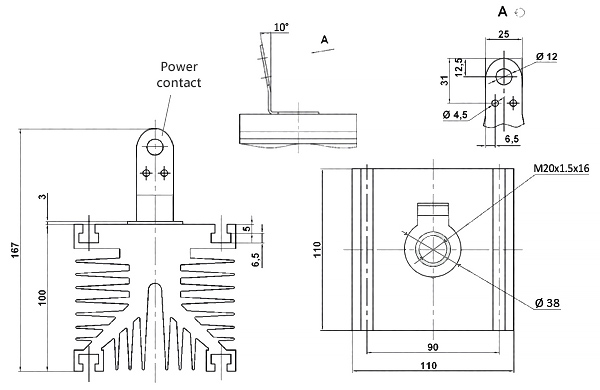 Dimensiones del disipador térmico
