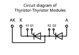Diagrama de circuito de los módulos tiristores