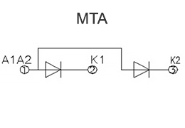 Diagrama de cableado del ánodo (circuito de ánodo común) de los módulos de diodos MDA