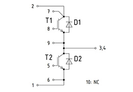 Topología del módulo IGBT FF225R65T3E3