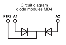 Esquema de conexión del módulo de diodos de potencia MD4 Esquema de conexión del módulo de diodos de potencia MD4