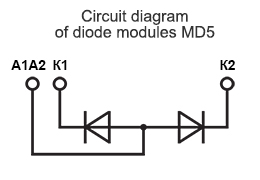 Esquema de conexión del módulo de diodos de potencia MD5 Esquema de conexión del módulo de diodos de potencia MD5