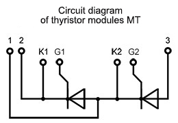Diagrama de conexión de los módulos de tiristor MT