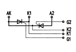 Diagrama de circuito de los módulos tiristores