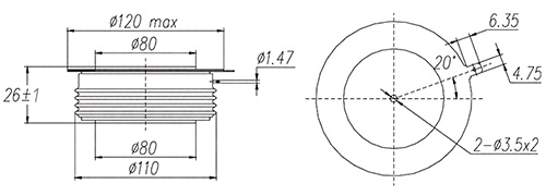 Dimensiones del tiristor