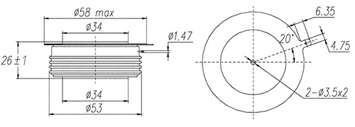 Dimensiones del tiristor Dimensiones del tiristor