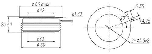 Dimensiones del tiristor