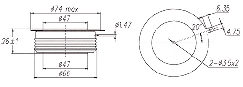 Dimensiones del tiristor