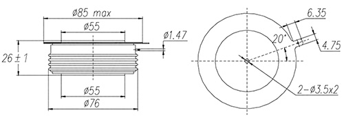Dimensiones del tiristor