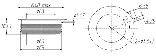Dimensiones del tiristor