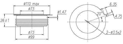 Dimensiones del tiristor